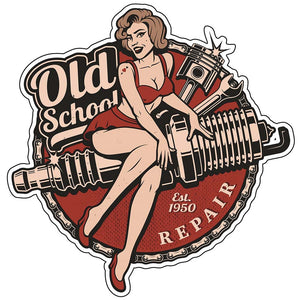 Old School Repair Pin Up Retro Sticker