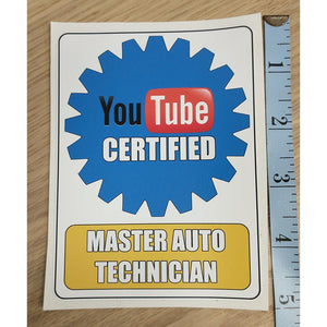 You Tube Certified Mechanic Sticker
