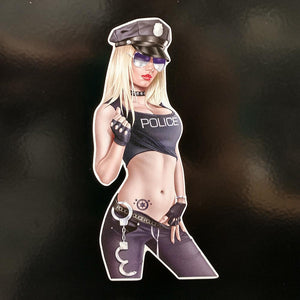 Pretty Pin up Girl Cop Sticker