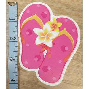 Pink Flip Flop Sticker with Flower