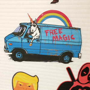 Unicorn in a Van Free Magic Sticker