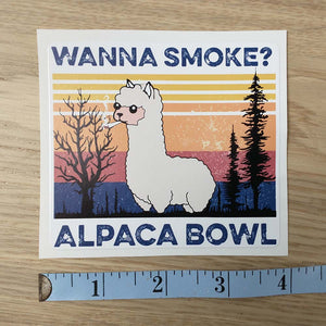 Wanna Smoke Alpaca Bowl Sticker