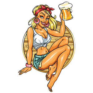 Pin Up Girl with Mug of Beer Sticker
