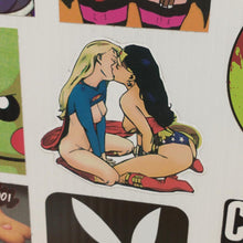 Load image into Gallery viewer, Supergirl Wonderwoman Kiss Sticker
