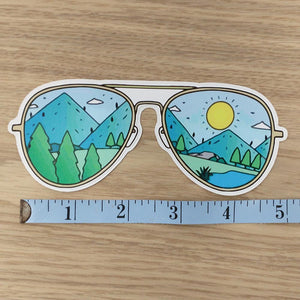 Sunglasses Mountian Scene Sticker