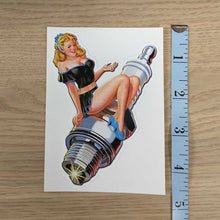 Load image into Gallery viewer, Retro Girl on A Spark Plug Sticker
