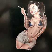 Load image into Gallery viewer, Pretty Pin Up Girl Smoking Sticker
