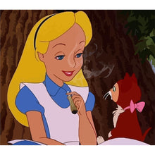Load image into Gallery viewer, Alice with Cat Smoking Sticker
