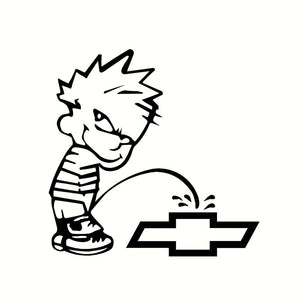 Calvin Peeing on a Chevy Symbol Sticker