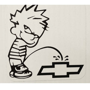 Calvin Peeing on a Chevy Symbol Sticker