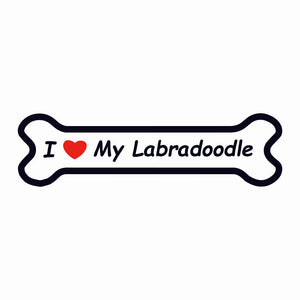 I Love My Labradoodle Bone Sticker