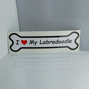 I Love My Labradoodle Bone Sticker