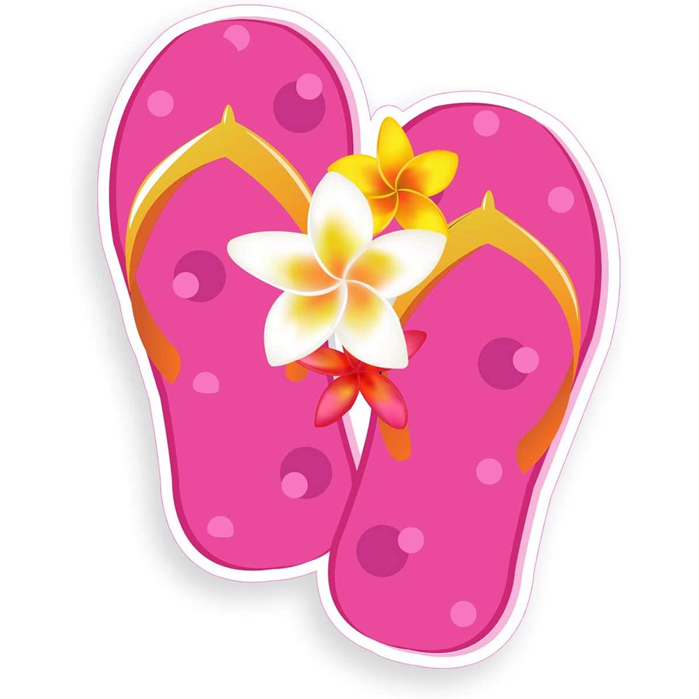 Pink Flip Flop Sticker with Flower