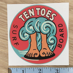 Ten Toes Surfboards Sticker