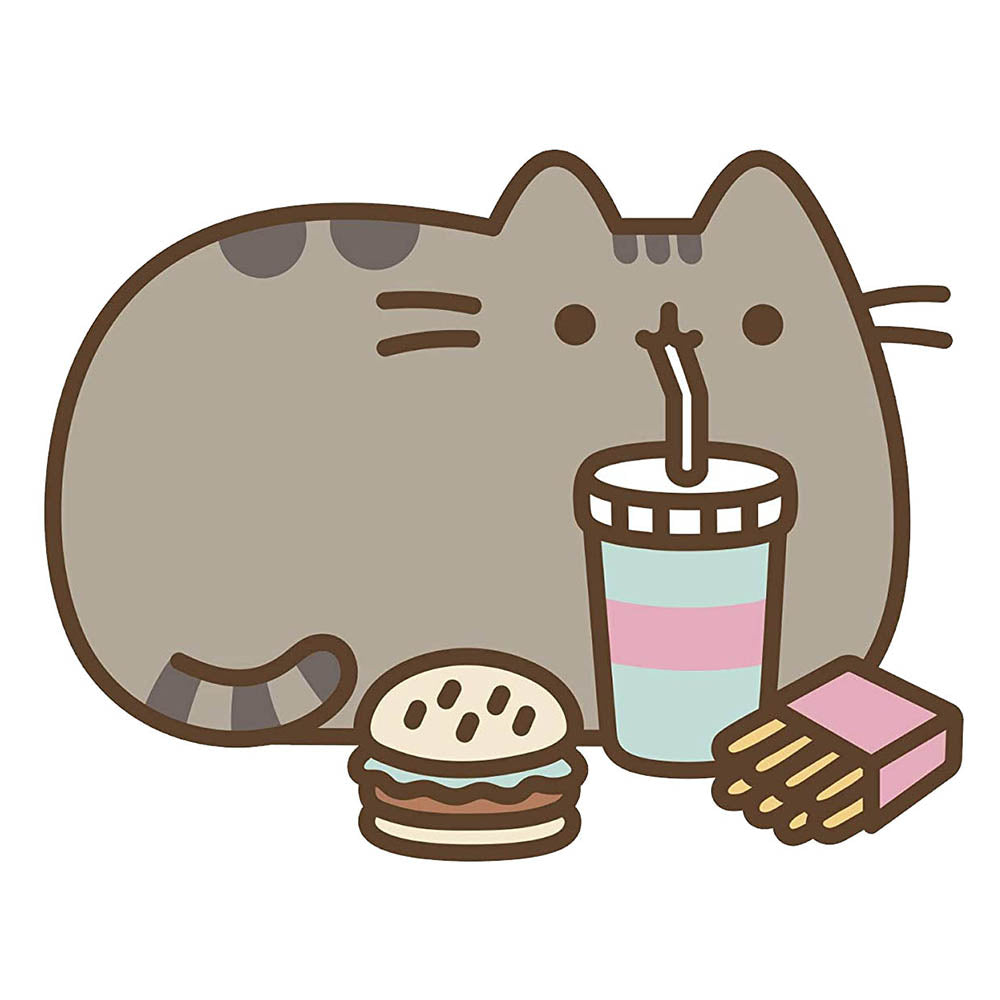 Pusheen With Burger Fries and Shake