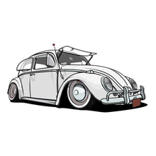 Load image into Gallery viewer, Lowered White Beetle with Safari Windshield Sticker
