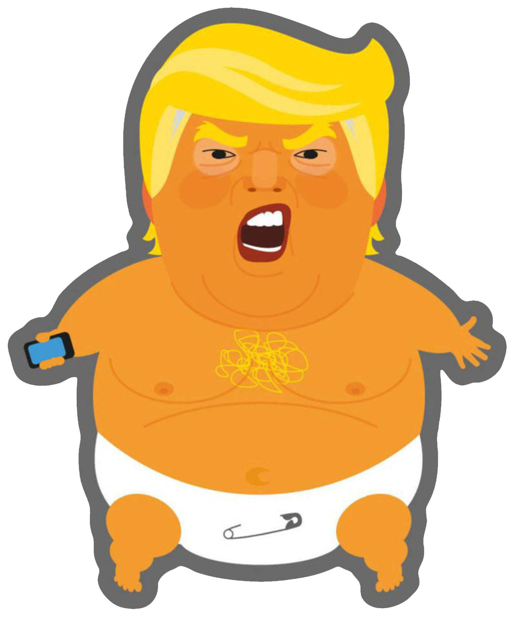 Baby Trump with Diaper and Cell Phone Sticker
