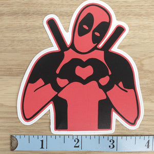 Deadpool Heart Hands Sticker