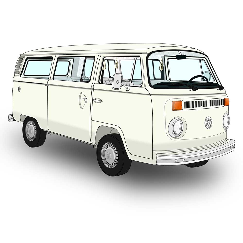 White 76 Bay Window VW Bus Sticker