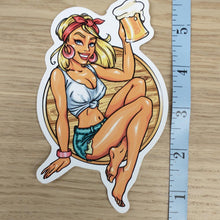 Load image into Gallery viewer, Pin Up Girl with Mug of Beer Sticker
