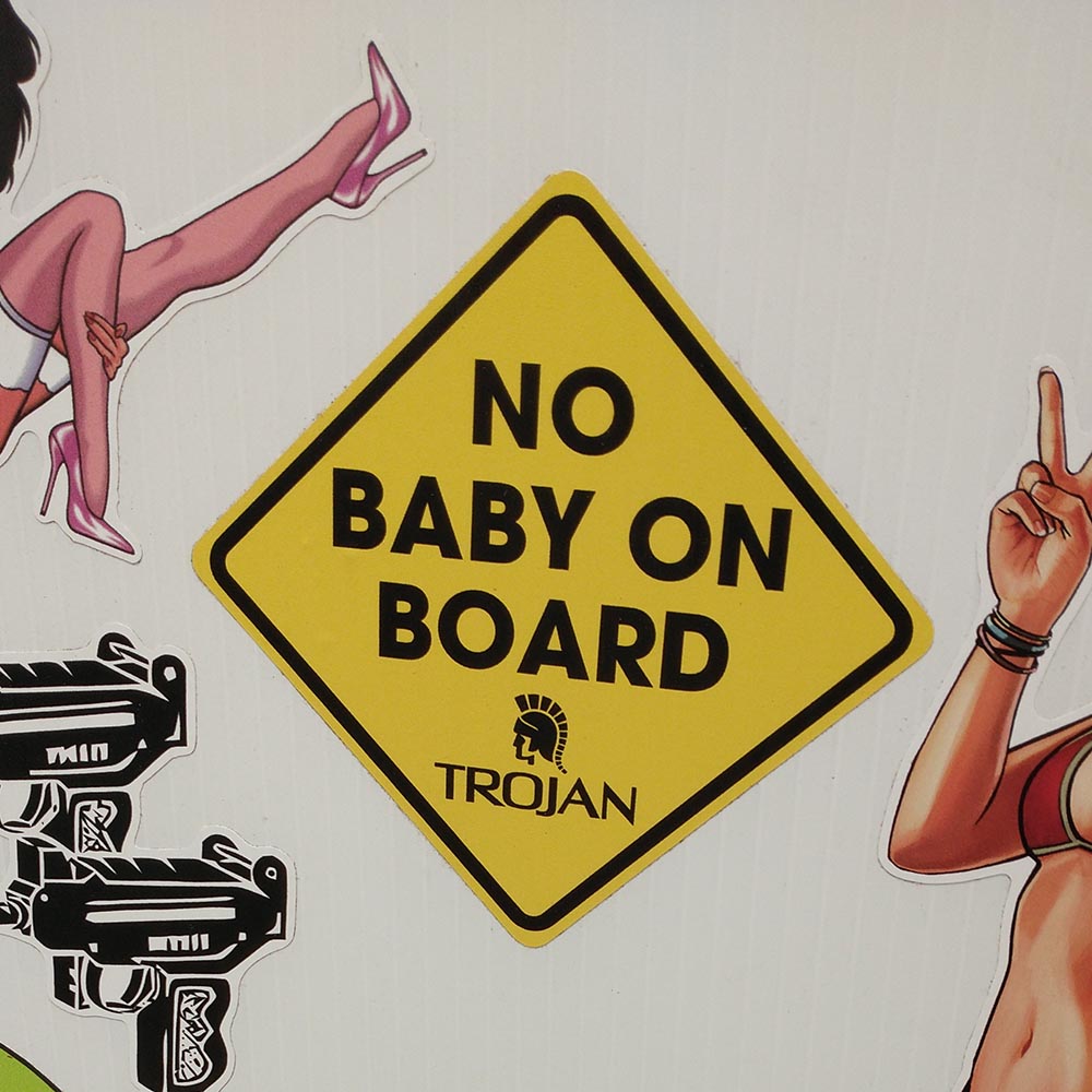 No Baby on Board Trojan Sticker