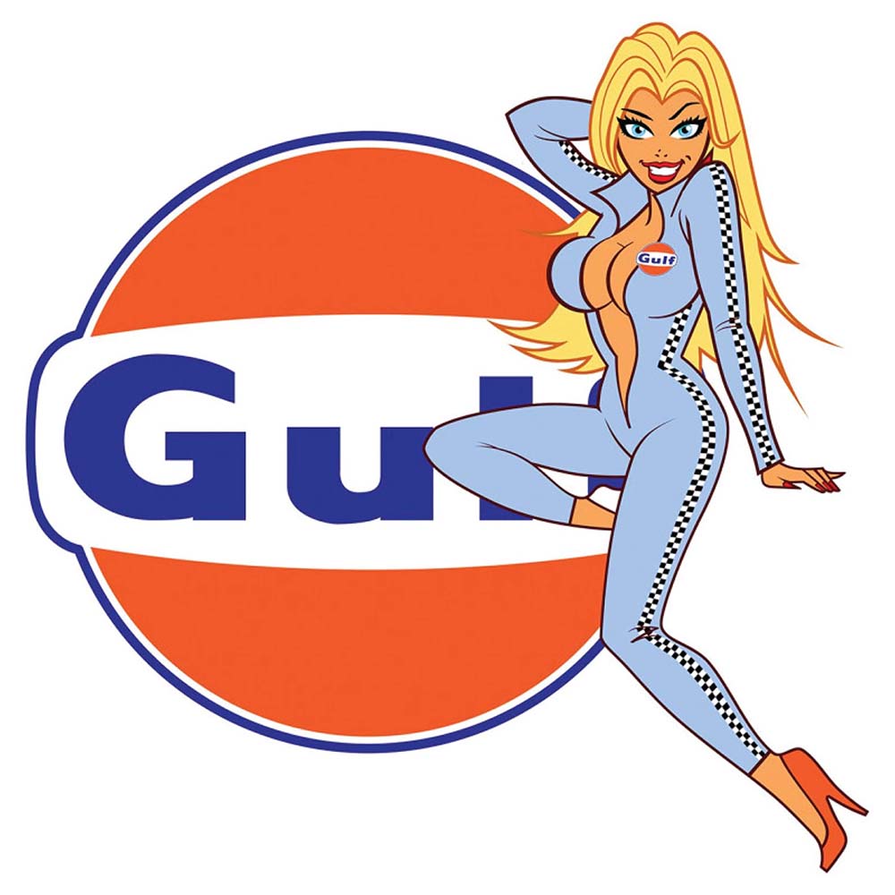 Retro Symbol with Girl in Racing Suit Sticker