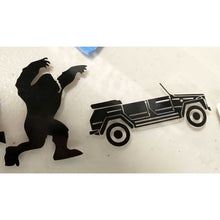 Load image into Gallery viewer, Small Yeti Chasing VW Thing Vinyl Cut Decal
